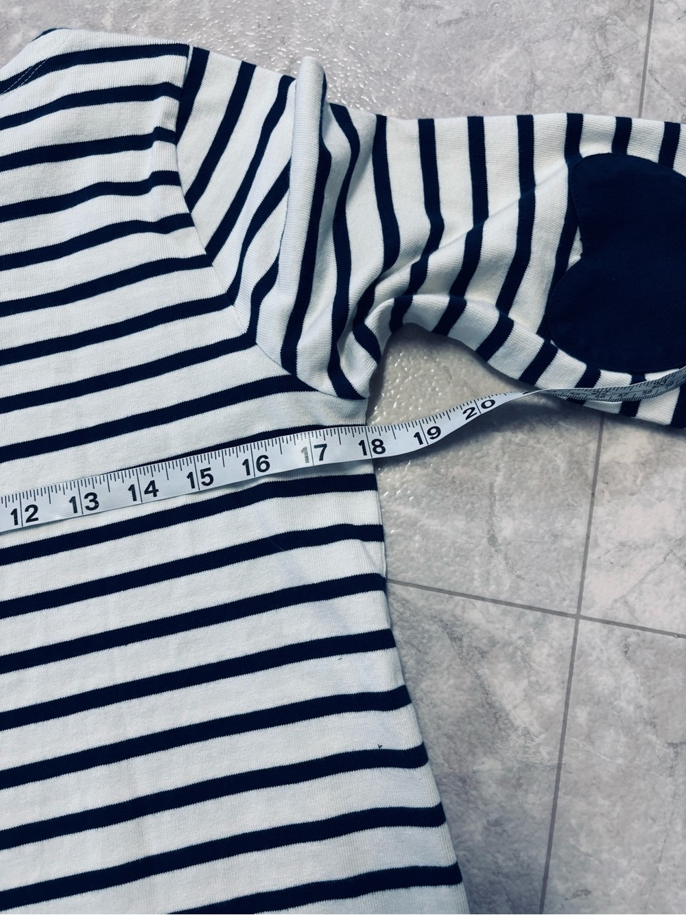 J.Crew NWT Boatneck Heart Elbow Patch Breton Navy White Coastal Top Small - Picture 7 of 11